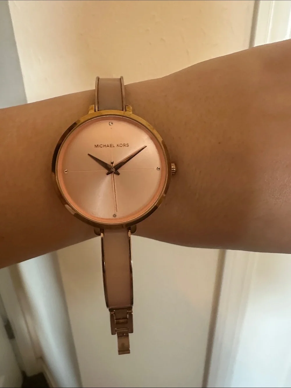 Michael Kors Pink Rose Gold-Tone Minimalist Watch